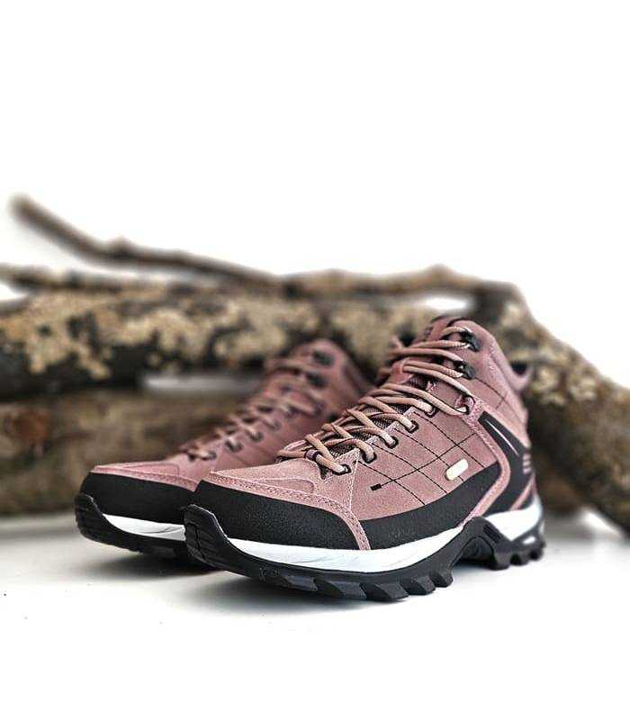 Botas montaña mujer impermeables Élémenterre Sonora rosa vista lateral