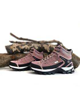 Botas senderismo mujer piel rosa impermeables Élémenterre