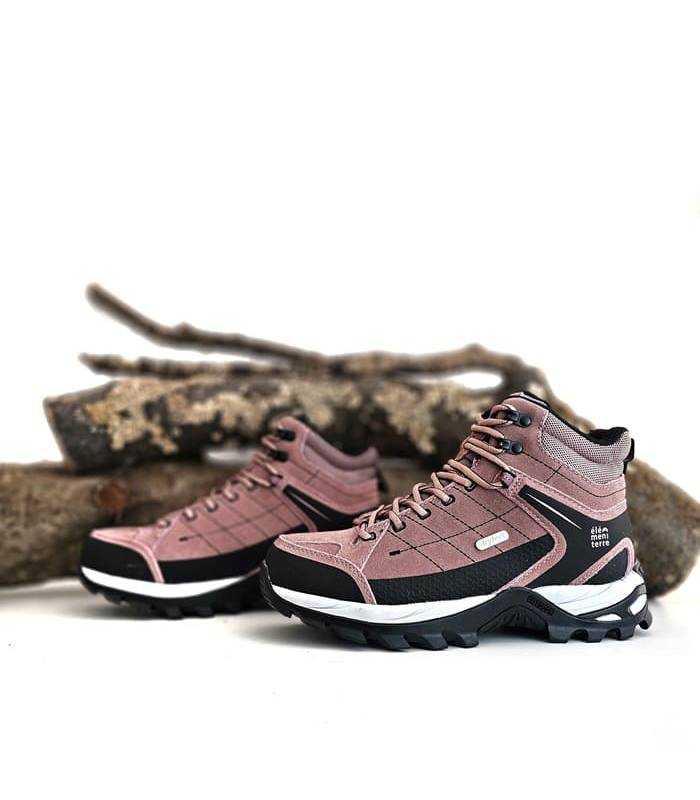 Botas senderismo mujer piel rosa impermeables Élémenterre