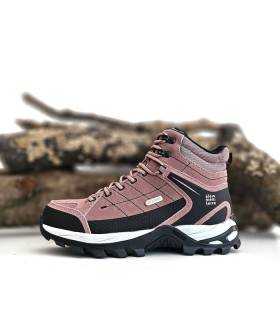 Botas impermeables montaña mujer rosa vista lateral