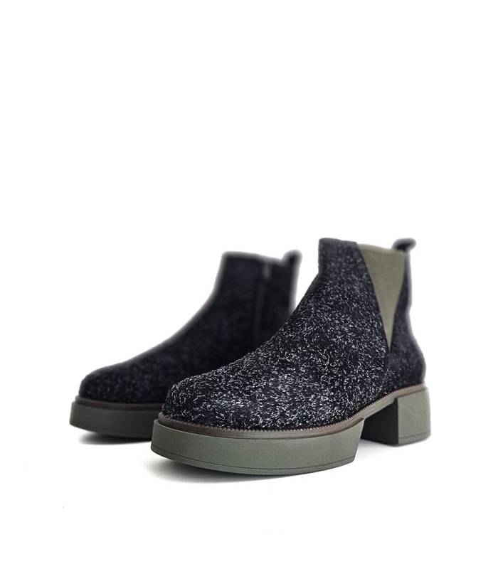 botines mujer negros Comfort Class con suela verde