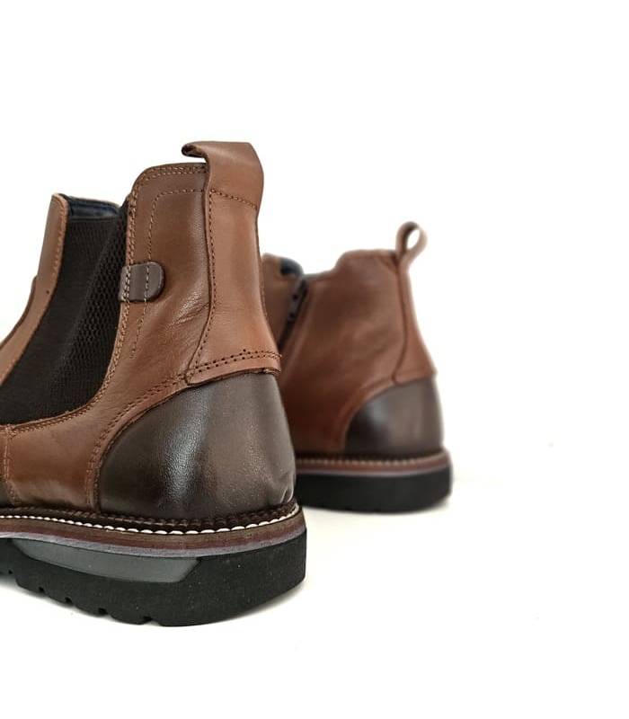 parte trasera botines hombre piel Baerchi marrón claro con refuerzo oscuro