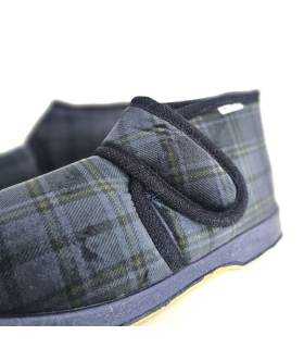zapatillas casa forro lana cuadros azules