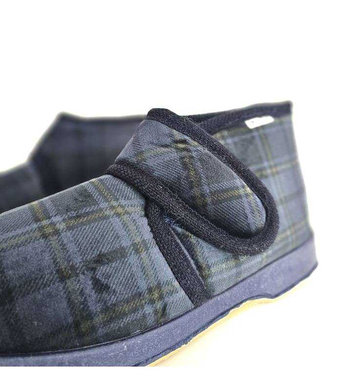 zapatillas casa forro lana cuadros azules