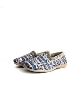 zapatillas casa invierno mujer azul puestas