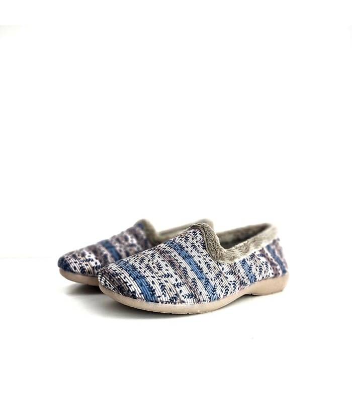 zapatillas casa invierno mujer azul puestas