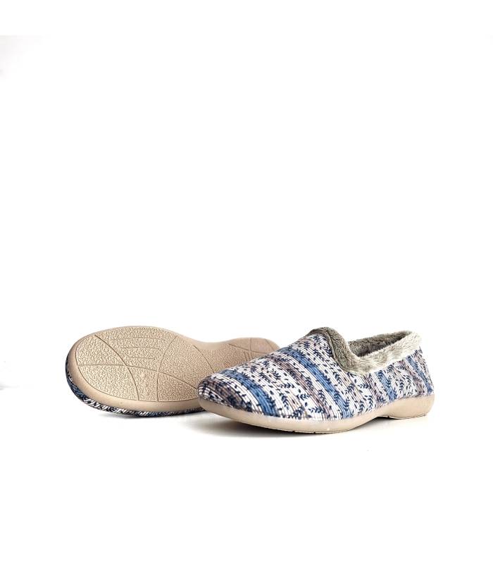 zapatillas casa mujer cerradas azul, vista de la suela antideslizante