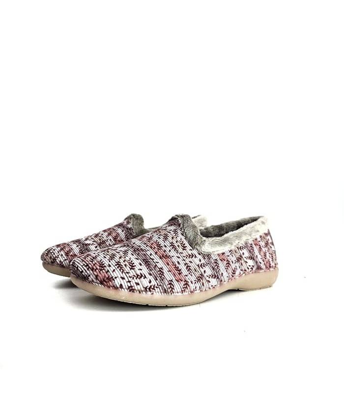 zapatillas casa invierno mujer granate puestas