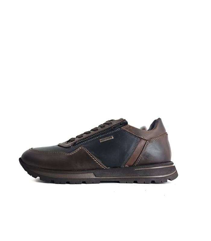 vista lateral zapatos Zen hombre de piel azul