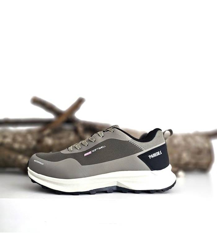 perfil lateral zapatillas trekking mujer beige Paredes