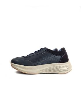 vista lateral zapatos renature azules impermeables