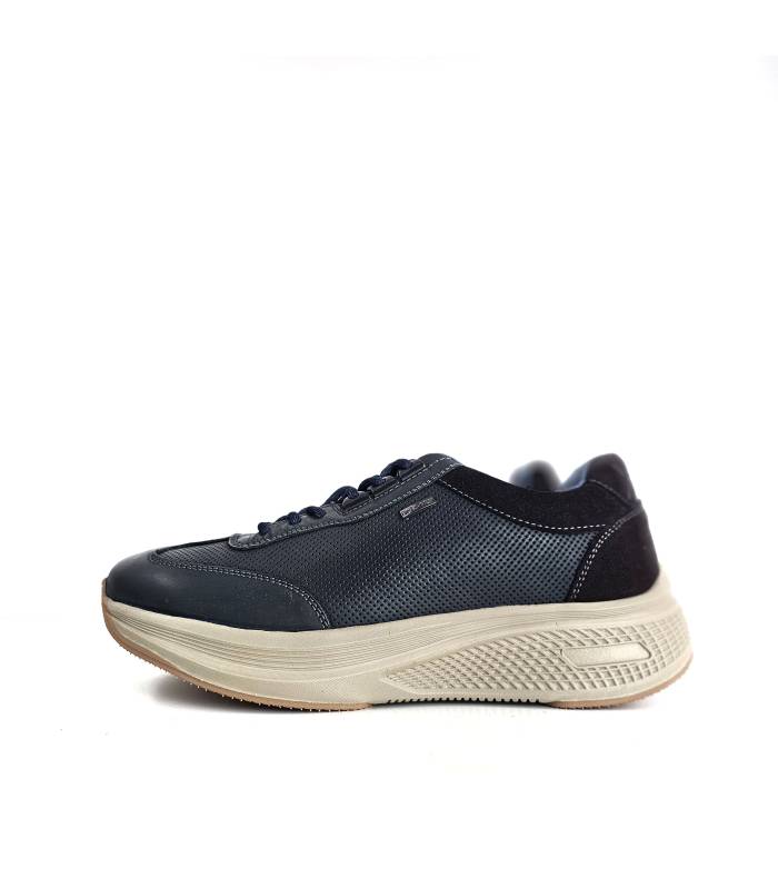 vista lateral zapatos renature azules impermeables