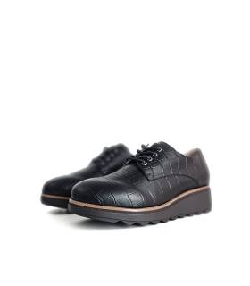 zapatos mujer invierno chika10 negros cordones cuña