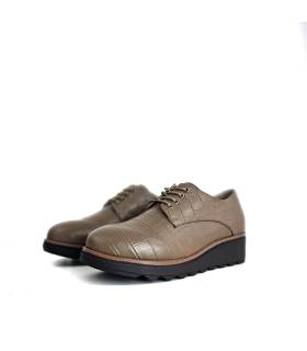 zapatos mujer invierno chika10 taupe cordones cuña
