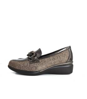 mocasines mujer cuña confort taupe, vista lateral