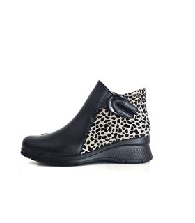 Botines mujer piel negra Comfort Class Noelia horma ancha vista lateral