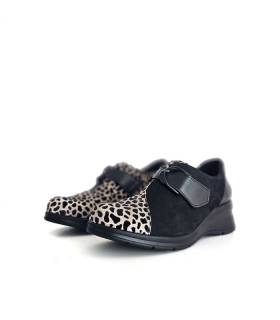 Zapatos mujer piel negra Comfort Class Noemi con detalle animal print