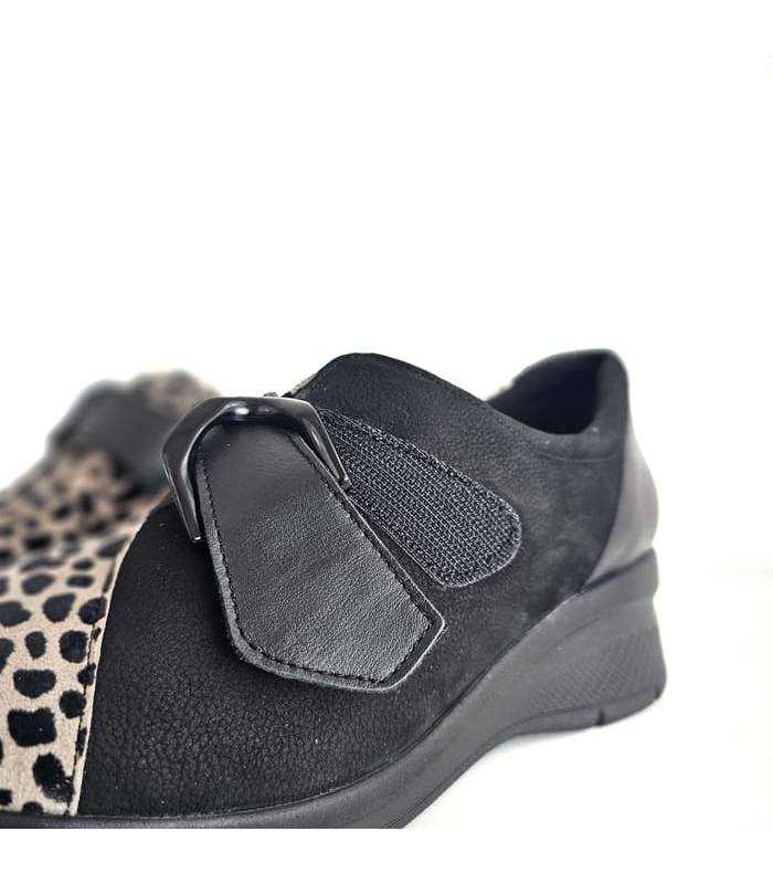 Zapatos mujer piel negra Comfort Class Noemi apertura cierre lateral