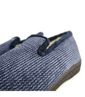 detalle del tejido de pana de las zapatillas de invierno azules de Plumaflex