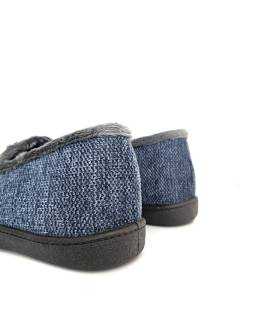 vista trasera de zapatillas cerradas de invierno azules fabricadas por Plumaflex de Roal