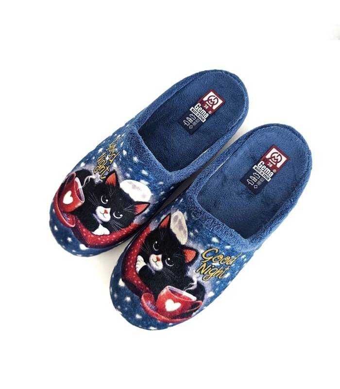 Zapatillas casa mujer gatos Garrido Muro vista superior
