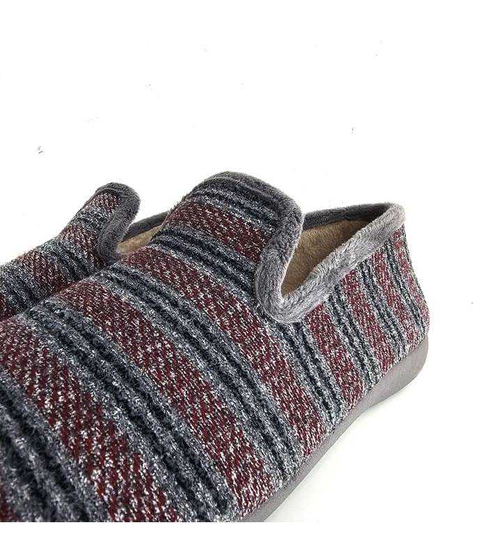 detalle tejido zapatillas invierno color burdeos