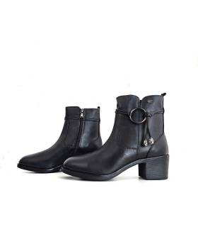 botines piel mujer Sam’s negros con cierre de cremallera