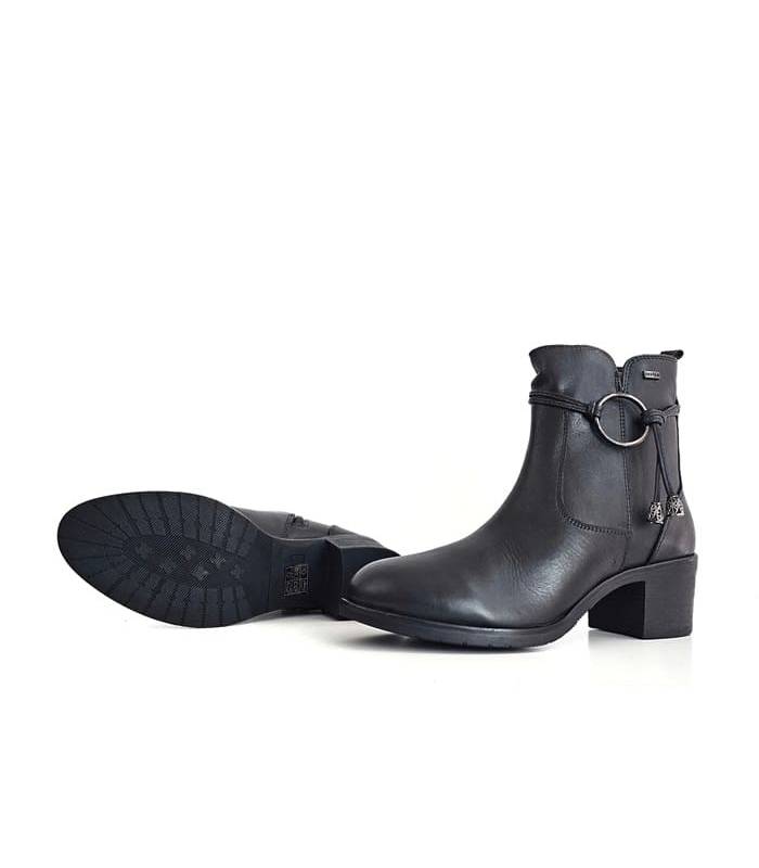 botines impermeables piel mujer negros, piso de goma