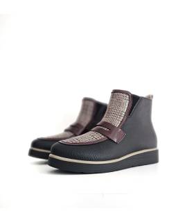 botines mujer piel Chika10 ReNature negros y burdeos