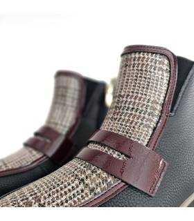 botines mujer piel Chika10 detalle antifaz charol burdeos
