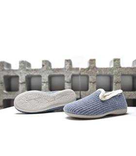 zapatillas casa azules de mujer suaves piso flexible