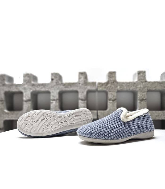 zapatillas casa azules de mujer suaves piso flexible