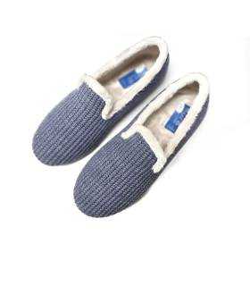zapatillas casa azules de mujer abrigadas forro pelo