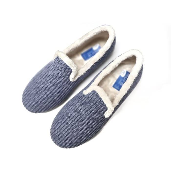 zapatillas casa azules de mujer abrigadas forro pelo