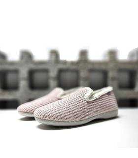 zapatillas casa mujer cómodas punto rosa