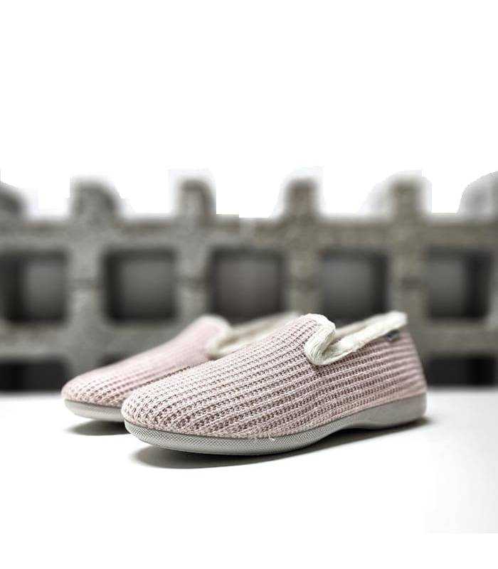 zapatillas casa mujer cómodas punto rosa