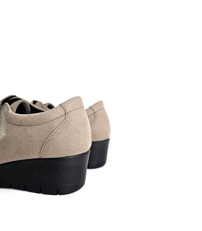 zapatos mujer cuña ligera beige, vista trasera
