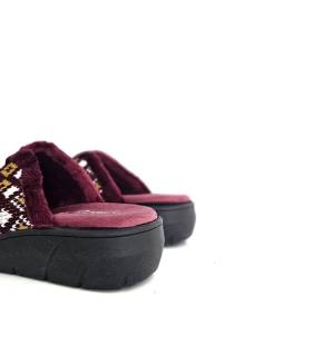 zapatillas casa mujer cuña baja granates