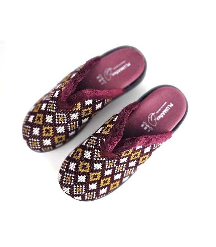 zapatillas invierno mujer cómodas plumaflex granates
