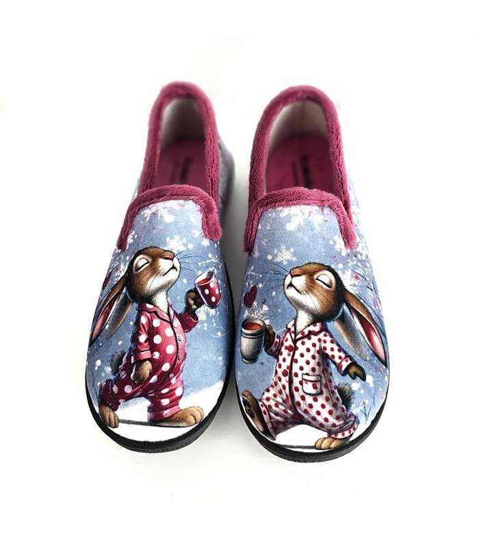 zapatillas casa mujer conejos vista superior plumaflex