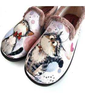 zapatillas mujer dibujo gatitos plumaflex