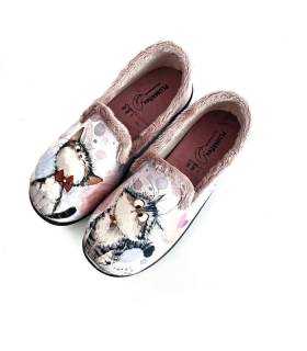 zapatillas mujer divertidas gatos plumaflex rosa