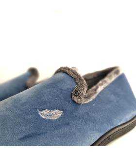 zapatillas hogar mujer España azul, detalle del tejido