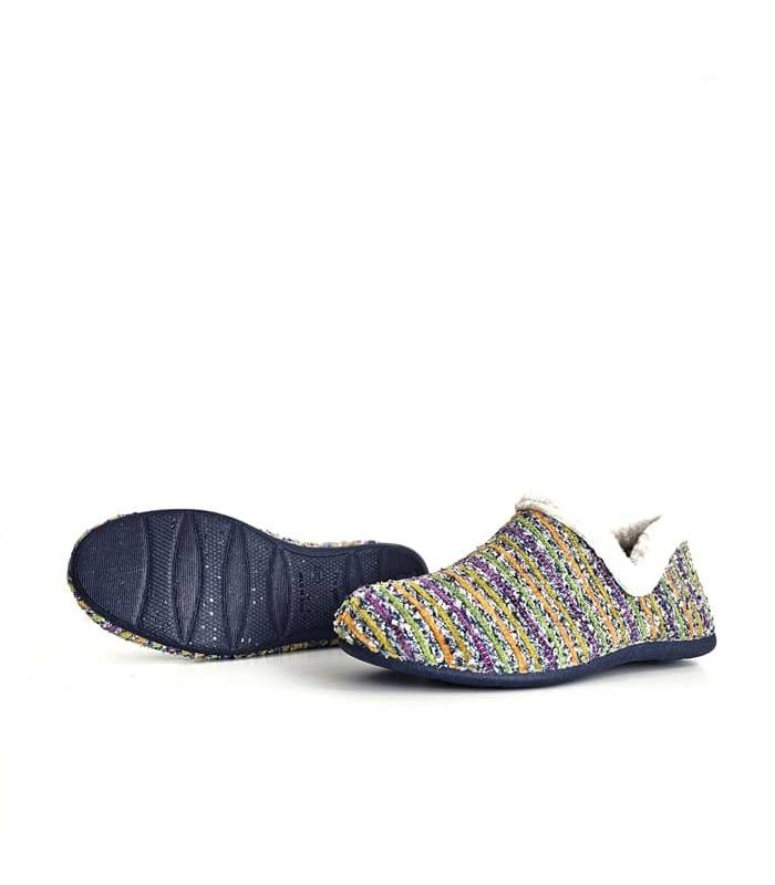 Piso flexible de zapatillas casa rayas color