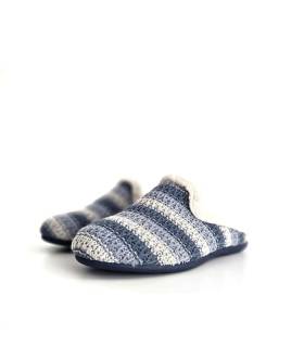 zapatillas casa rayas azules invierno mujer Gema García