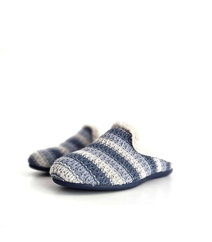 zapatillas casa rayas azules invierno mujer Gema García