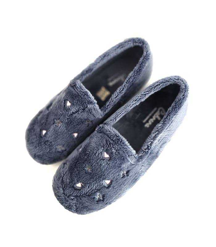 zapatillas mujer hogar calor azul estrellas