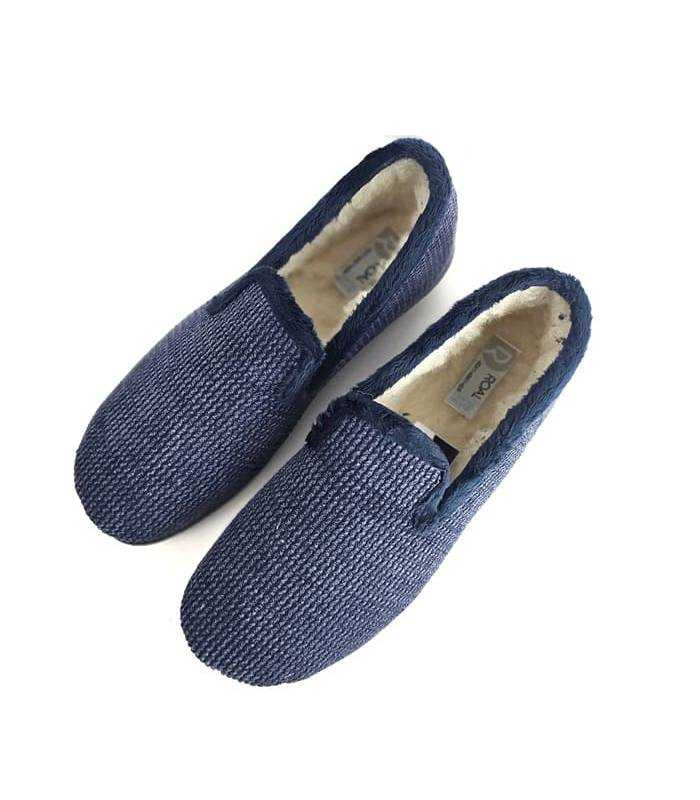 vista superior zapatillas hombre azules Plumaflex con forro lana