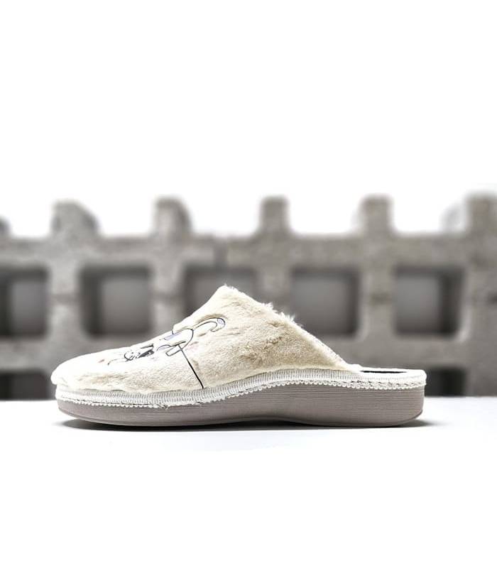 zapatillas casa mujer gatitos Salvi destalonadas vista de perfil