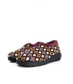 Zapatillas casa mujer invierno Plumaflex granates vistas frontales